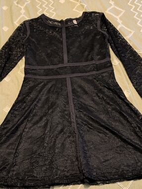 Xhilaration Black Lace Long-Sleeve Fit & Flare Dress